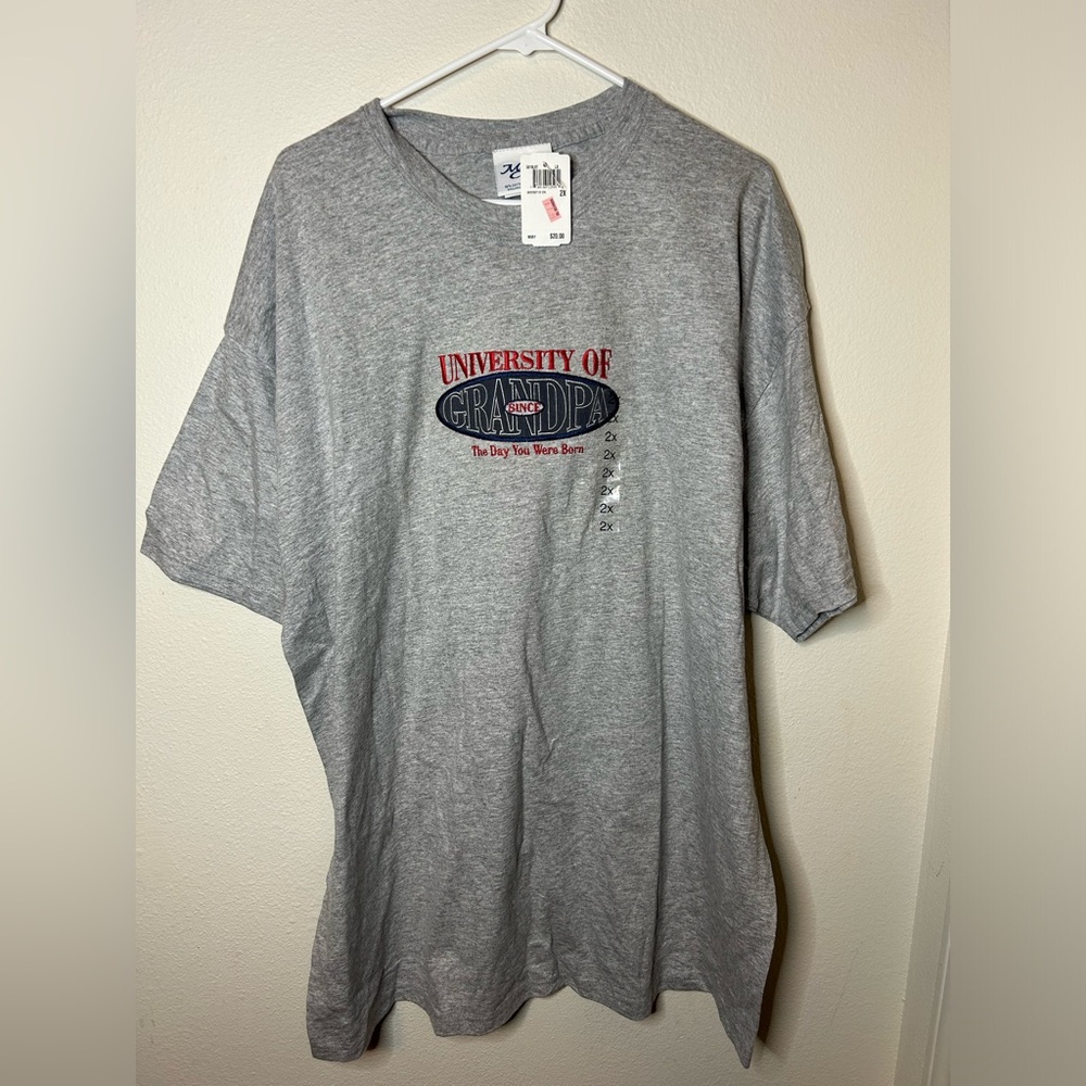 M&C Sportswear University Of Grandpa T Shirt Size XXL Grey Embroidered
